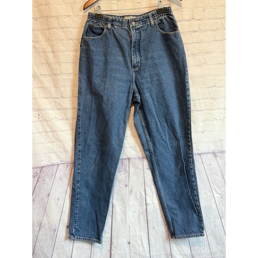 L.L. Bean Women's Size 14 Relaxed Fit High Rise Elastic Waist Mom Jeans Cotton